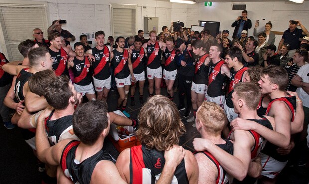 SemiGallery_webhero.jpg The Bombers sing the song proudly after their thrilling victory over the Tigers.